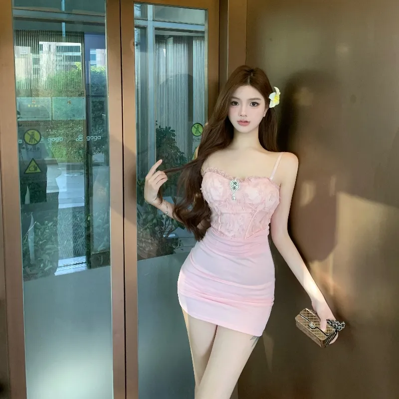 Mu Xiao Xin Slip Dresses Women's Pink-2