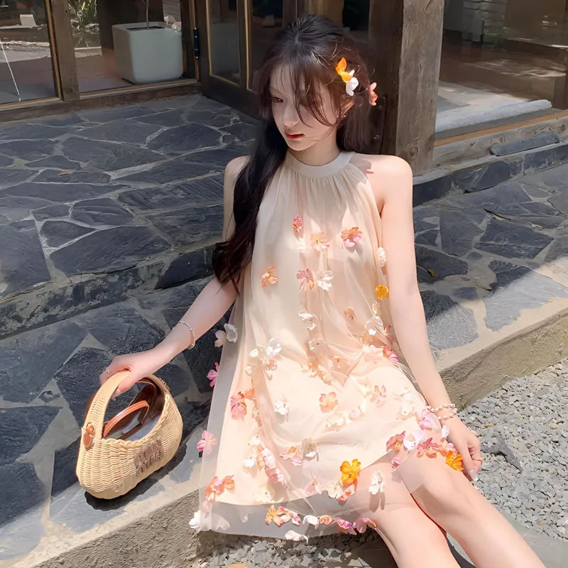 Mu Xiao Xin Sleeveless Dress Women's Pink-5