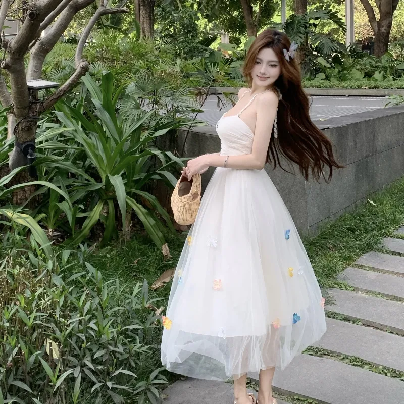 Mu Xiao Xin Slip Dresses Women's White-4