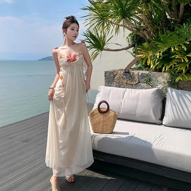 Mu Xiao Xin Slip Dresses Women's Apricot-3