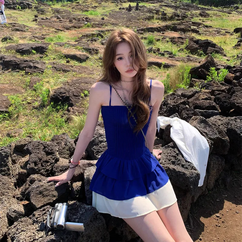 Mu Xiao Xin Slip Dresses Women's Blue-2