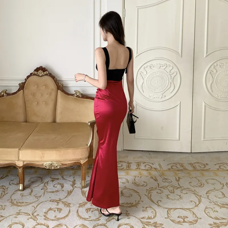 Mu Xiao Xin Slip Dresses Women's Rose Red-1