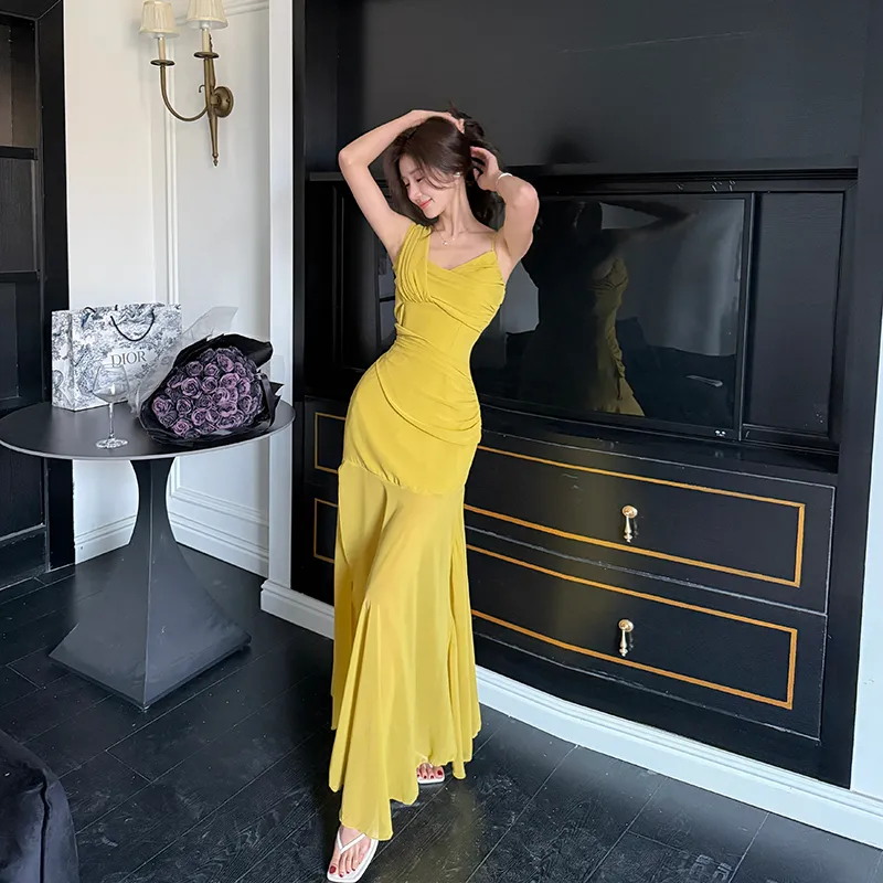Mu Xiao Xin Slip Dresses Women's Ginger Yellow-3