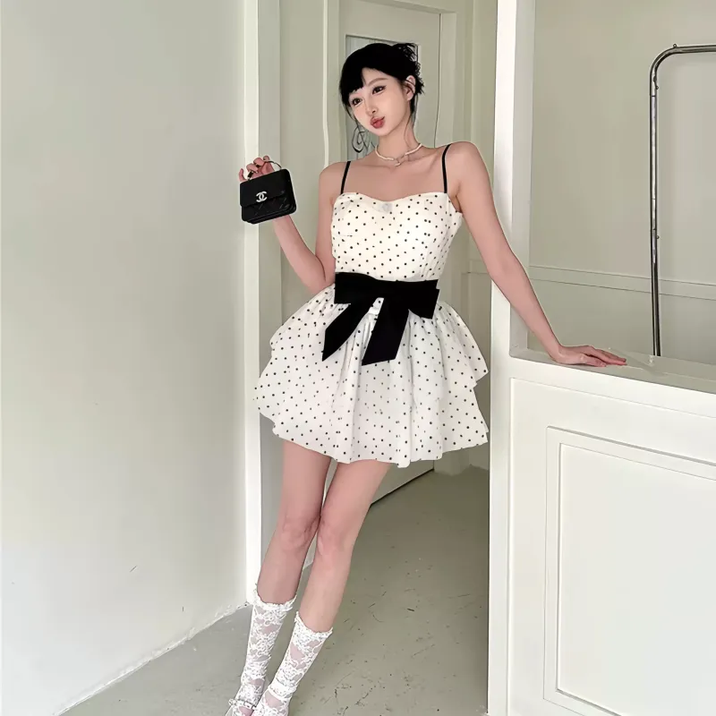 Mu Xiao Xin Slip Dresses Women's Polka Dot-2