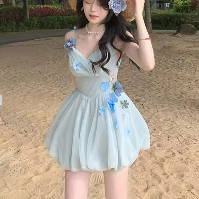 Mu Xiao Xin Slip Dresses Women's Sky Blue-5