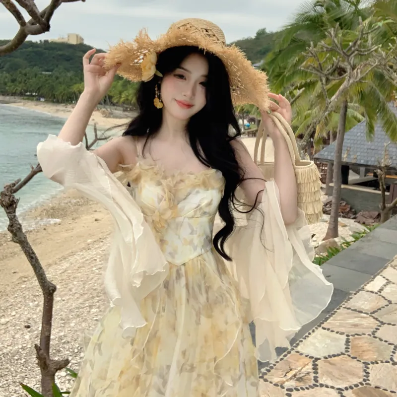 Mu Xiao Xin Slip Dresses Women's Light Yellow-5