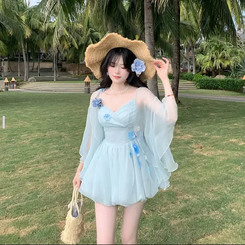 Mu Xiao Xin Slip Dresses Women's Sky Blue-4