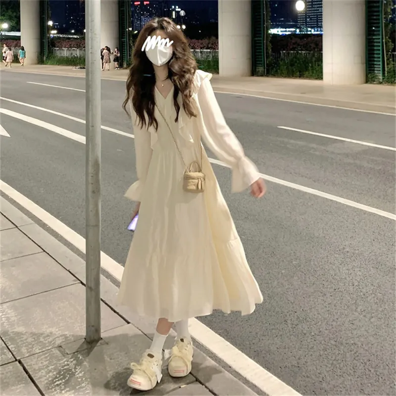 Mu Xiao Xin Long Sleeved Dress Women's-4