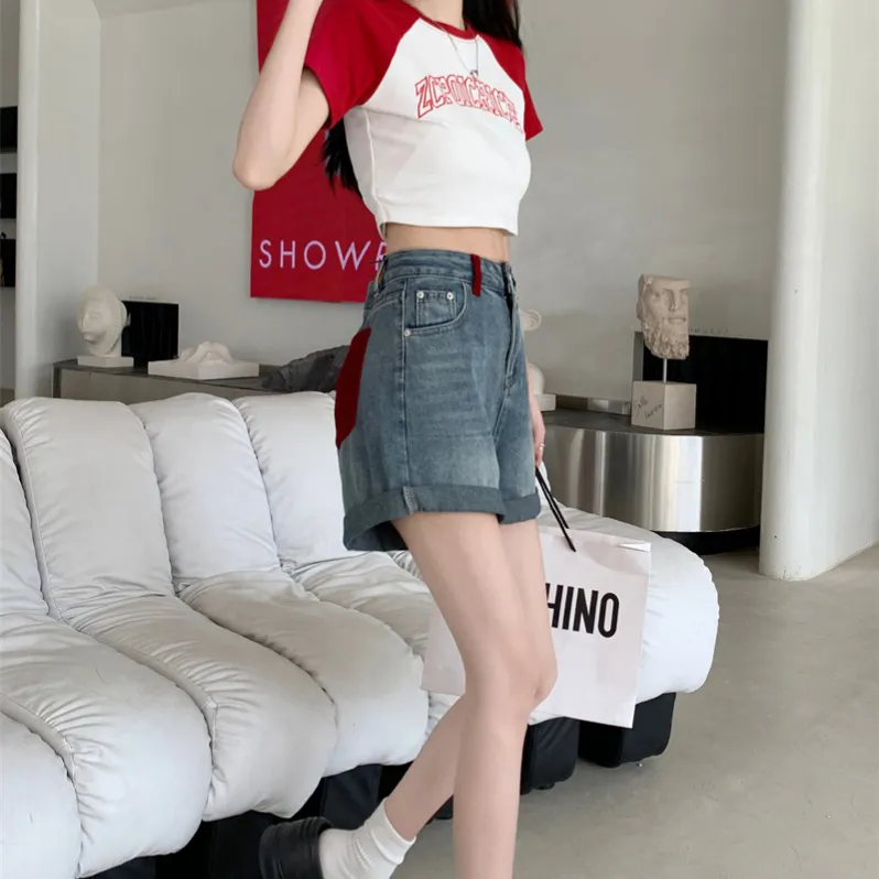 Mu Xiao Xin Denim Shorts Women's-5