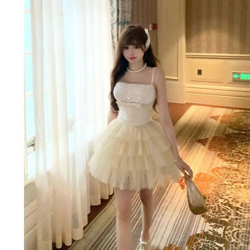 Mu Xiao Xin Slip Dresses Women's Apricot-3