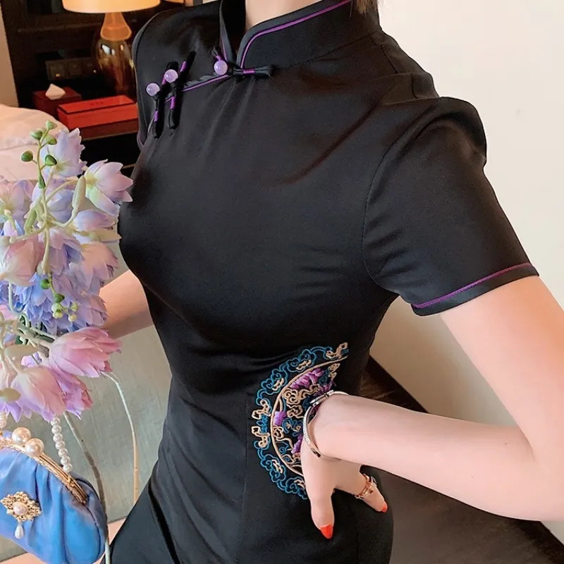 Mu Xiao Xin Cheongsams Women's Black-4