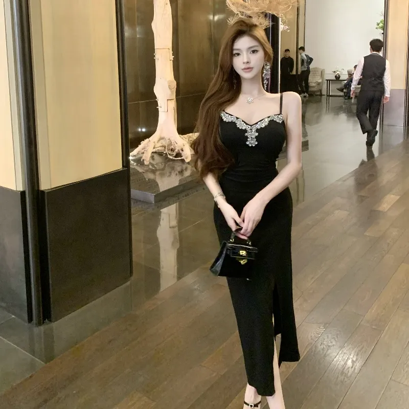 Mu Xiao Xin Slip Dresses Women's Black-2