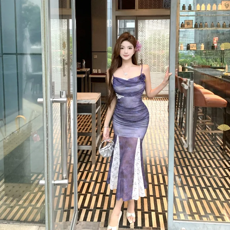 Mu Xiao Xin Slip Dresses Women's Purple-3