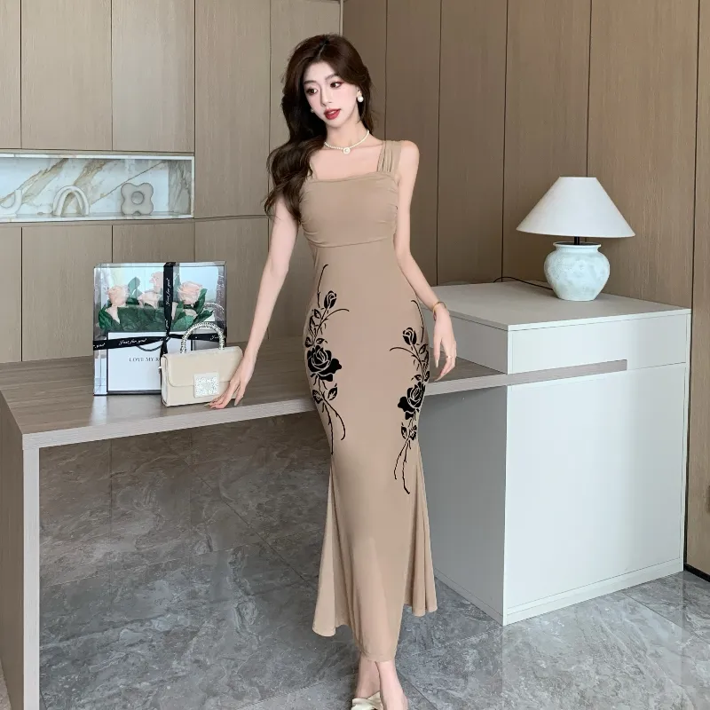 Mu Xiao Xin Slip Dresses Women's Khaki-5