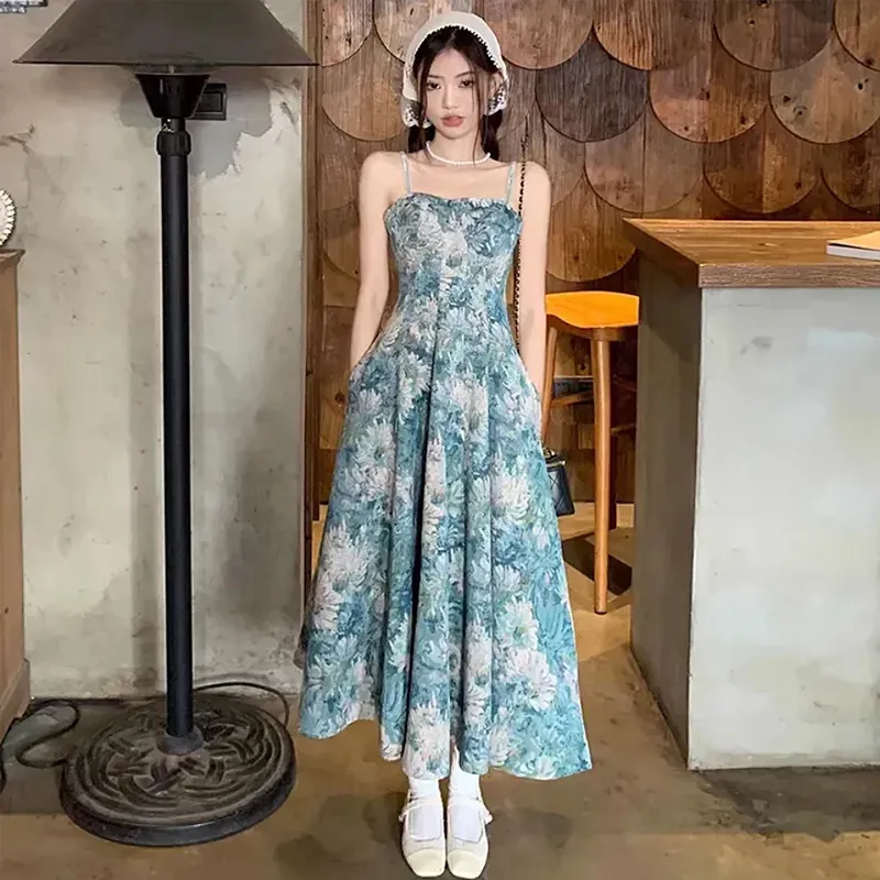Mu Xiao Xin Slip Dresses Women's Blue-2