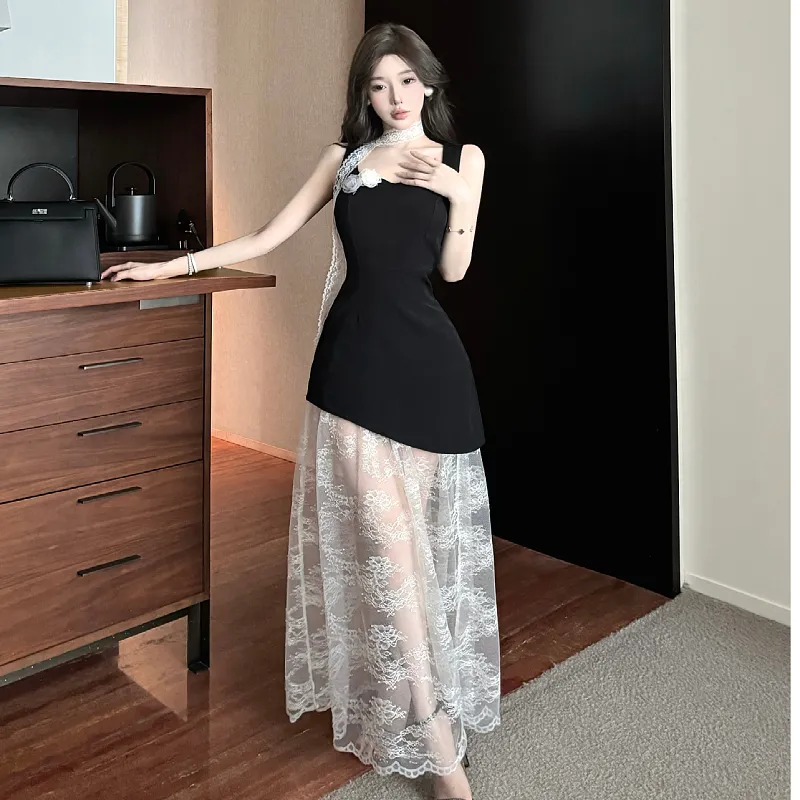 Mu Xiao Xin Slip Dresses Women's Black-2