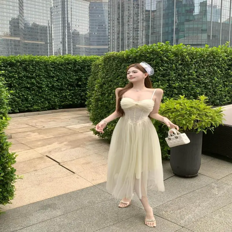 Mu Xiao Xin Slip Dresses Women's White-4