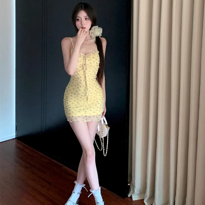 Mu Xiao Xin Slip Dresses Women's Yellow-3