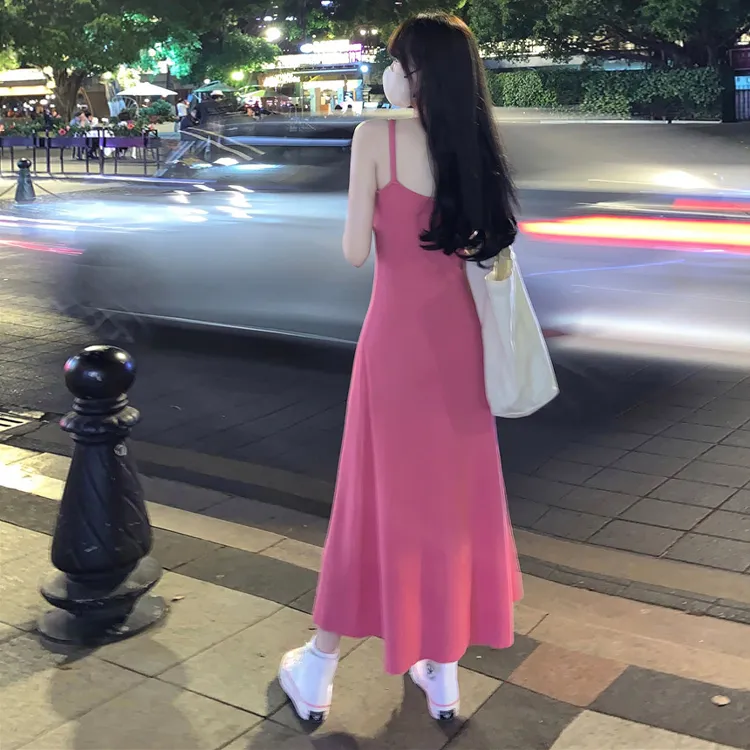 Mu Xiao Xin Slip Dresses Women's Rose Red-7