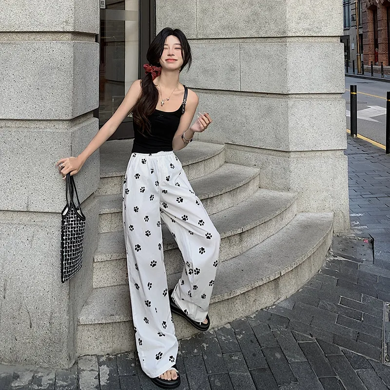 Mu Xiao Xin Casual Pants Women's Dog Claw Print-11