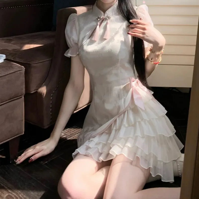 Mu Xiao Xin Short Sleeved Dress Women's-3