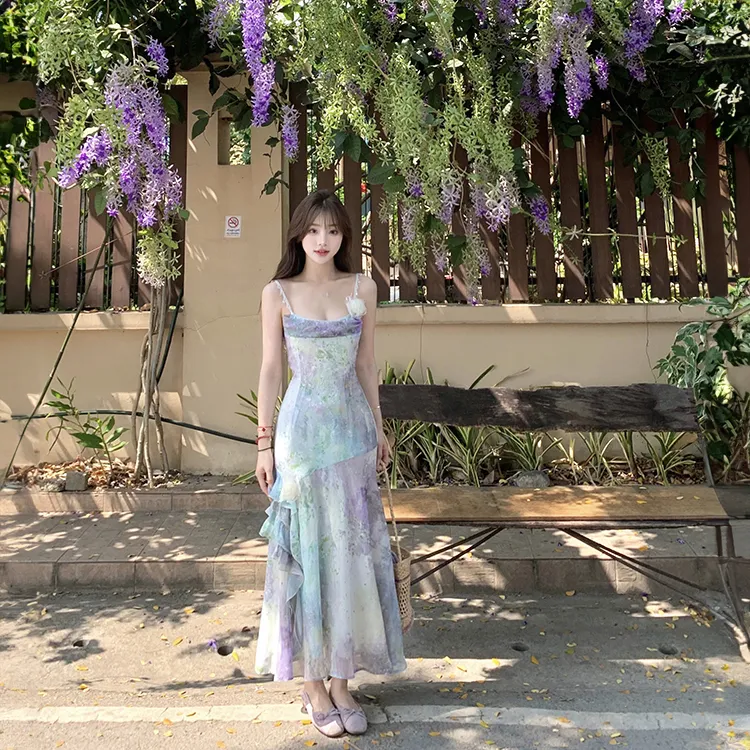 Mu Xiao Xin Slip Dresses Women's Wisteria Violet-3