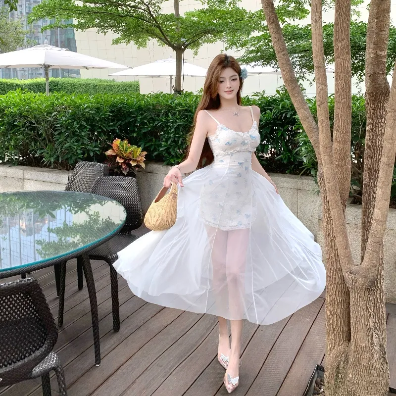 Mu Xiao Xin Slip Dresses Women's White-4