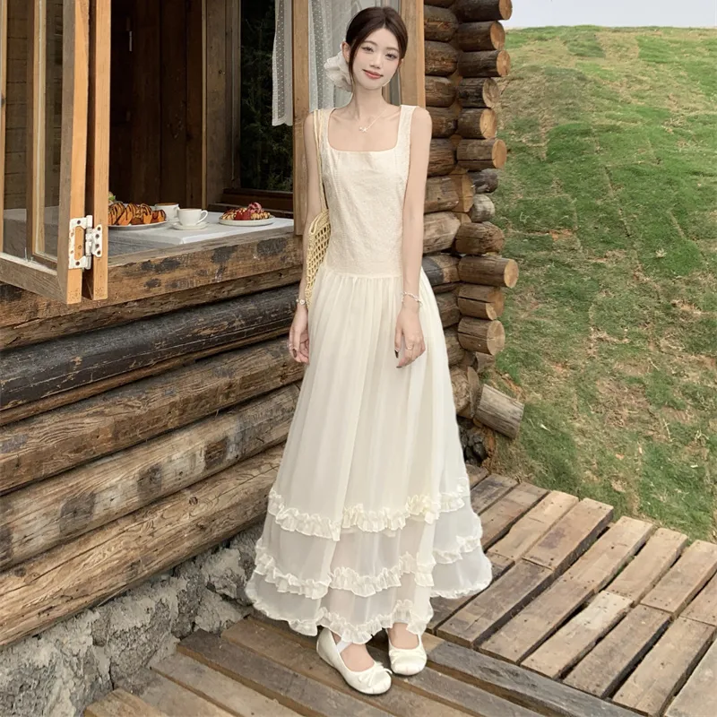 Mu Xiao Xin Slip Dresses Women's Apricot-4