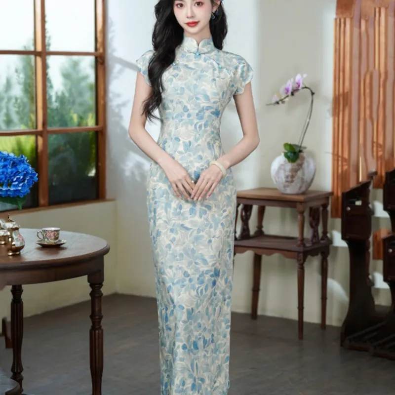 Mu Xiao Xin Cheongsams Women's Soft Blue-4