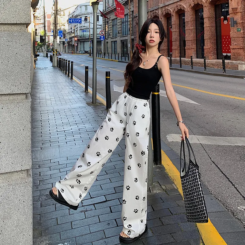Mu Xiao Xin Casual Pants Women's Dog Claw Print-5