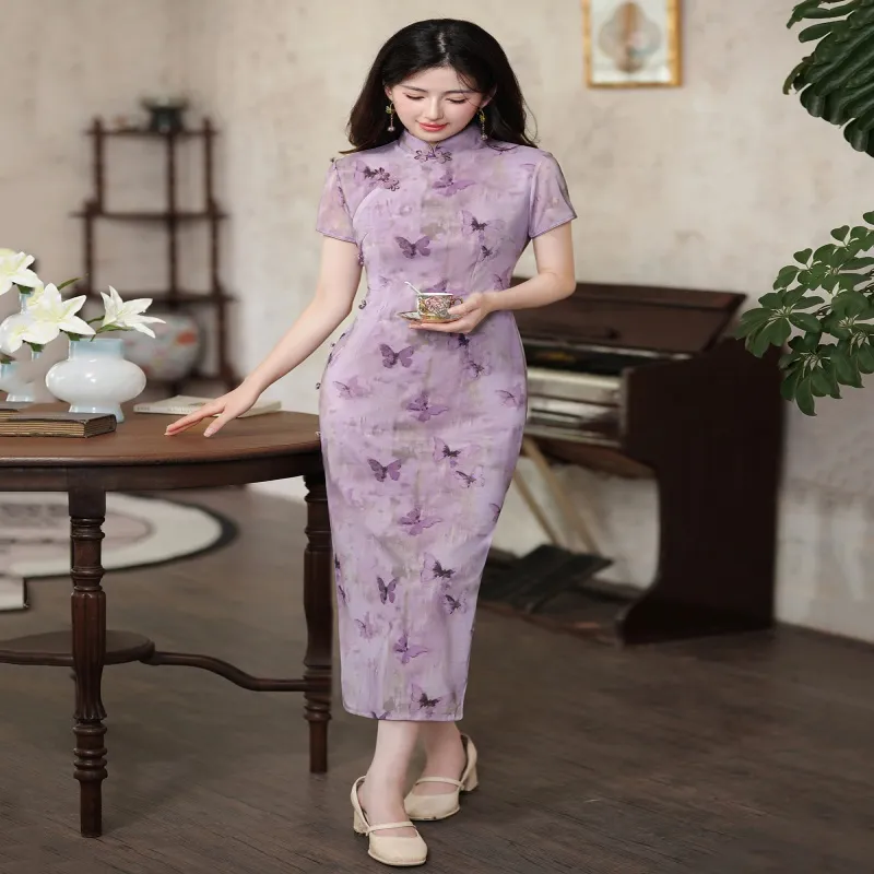 Mu Xiao Xin Cheongsams Women's Light Purple-4