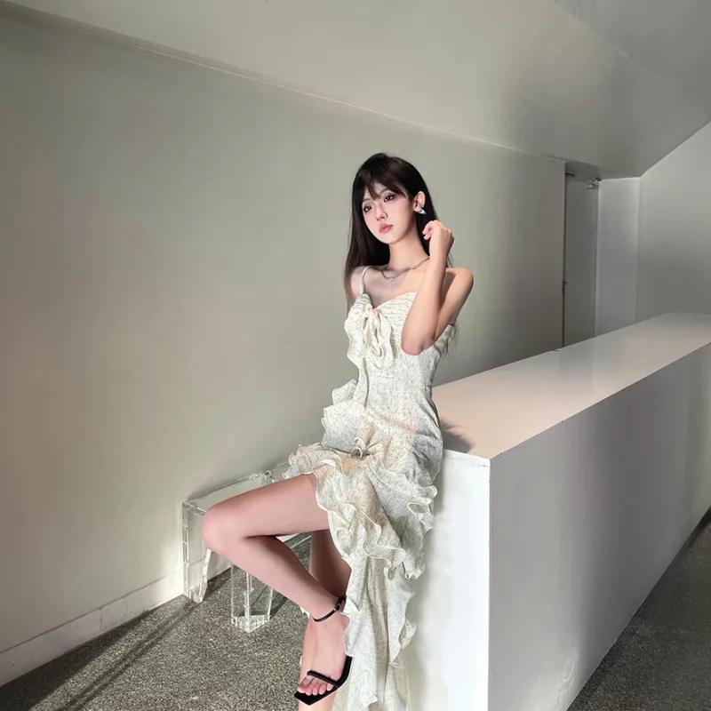 Mu Xiao Xin Slip Dresses Women's White-4