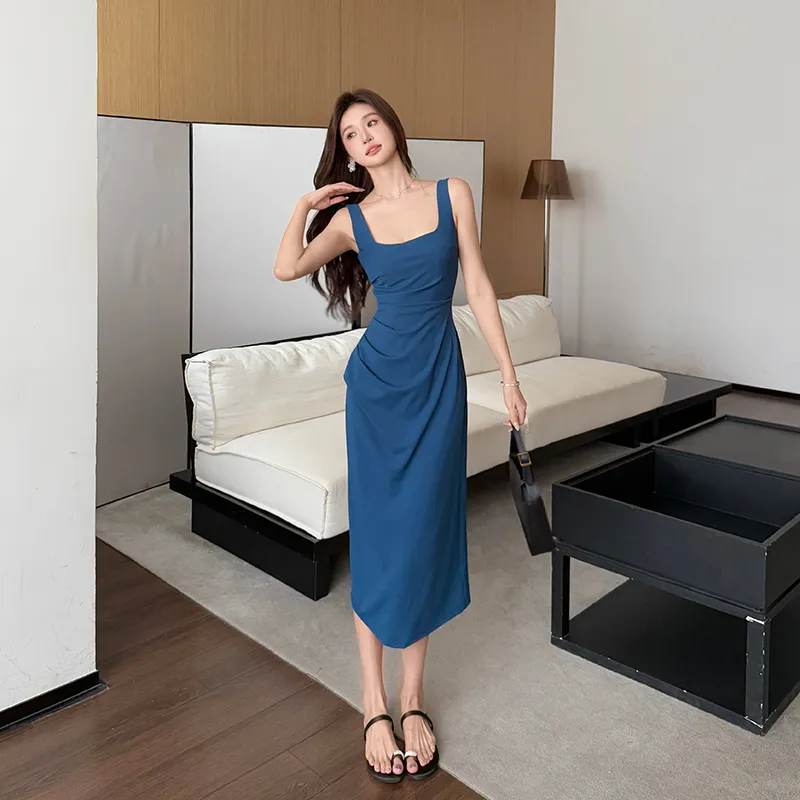Mu Xiao Xin Slip Dresses Women's Blue-2