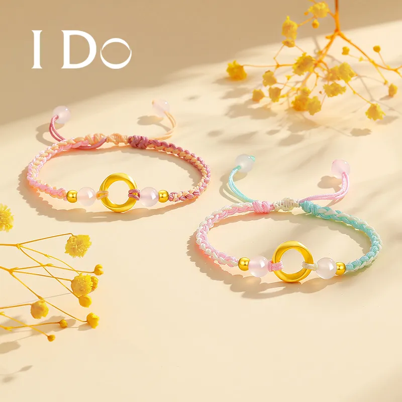 I Do Wish 5D Hard Gold Mobius Loop, Peaceful Buckle Solid Gold Fixed Price Woven Colored Rope Bracelet Unisex-5
