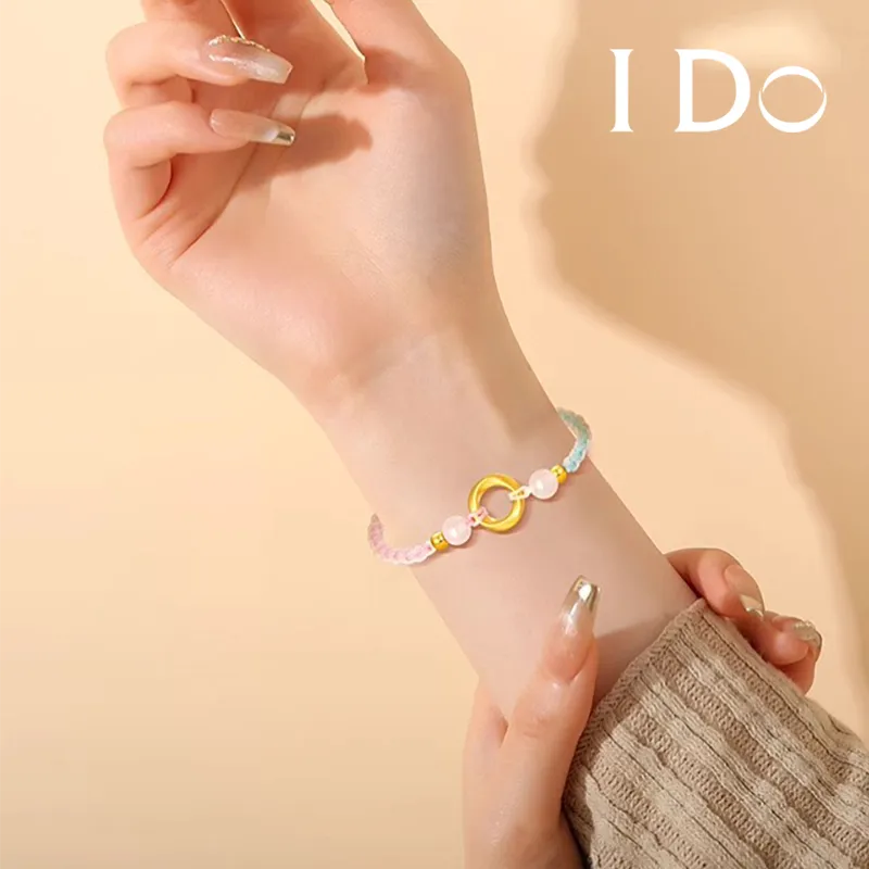 I Do Wish 5D Hard Gold Mobius Loop, Peaceful Buckle Solid Gold Fixed Price Woven Colored Rope Bracelet Unisex-3
