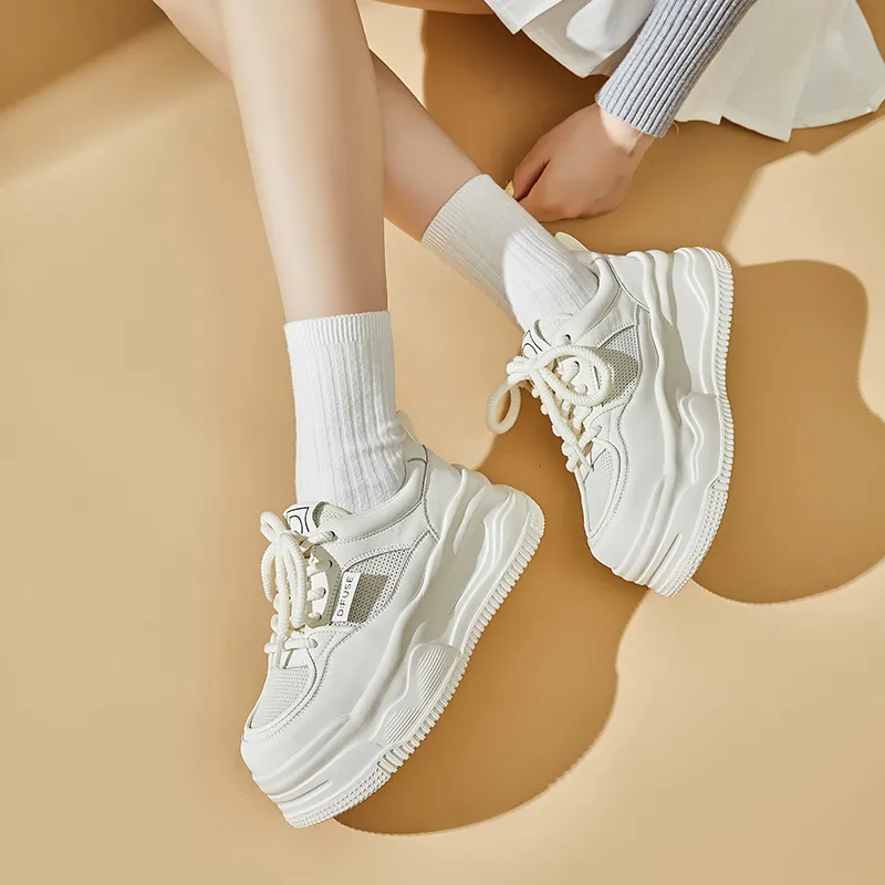 D FUSE SCANDINAVIA Lightweight Low Top Skateboard Shoes Women's White-1