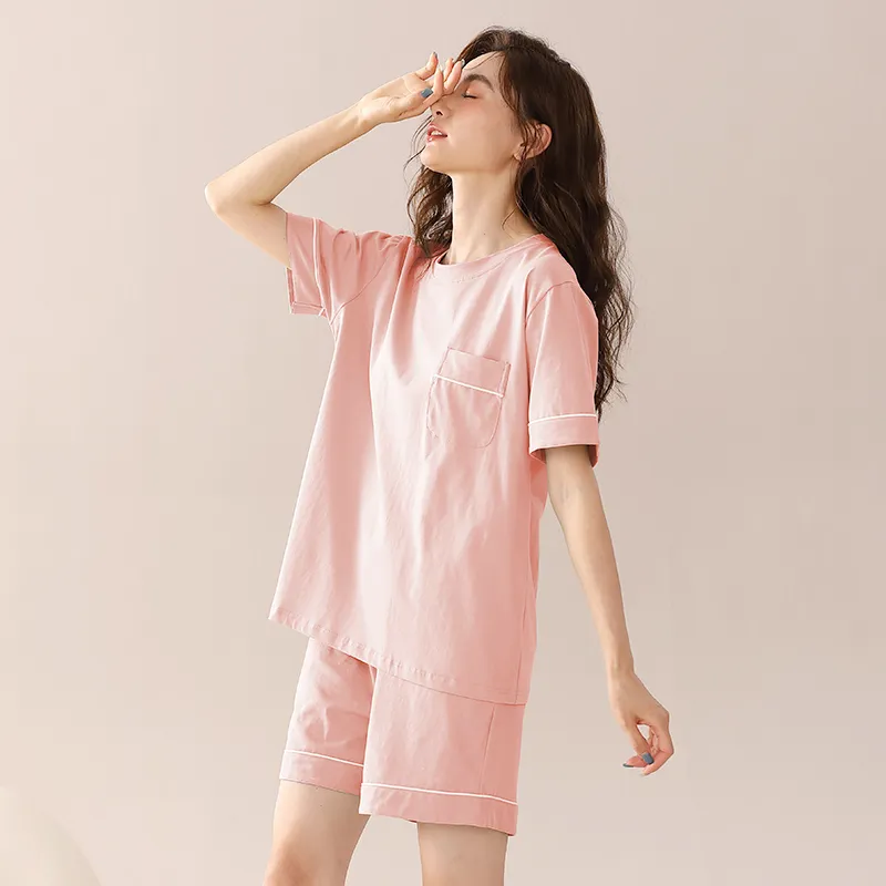 Cotton Gene Pajama Set Women's Light Pink-1