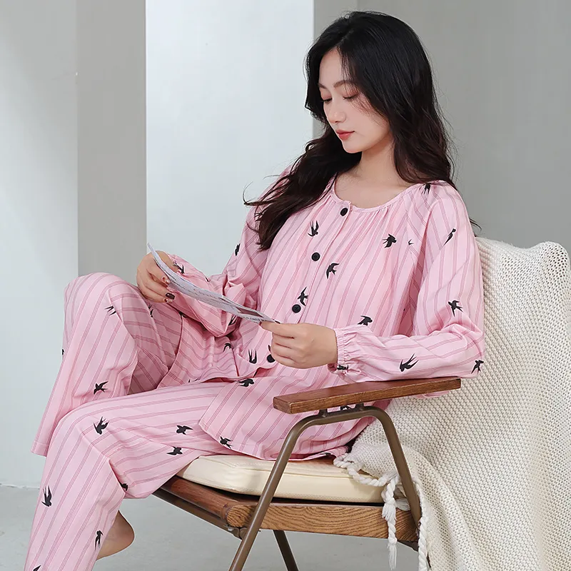 Cotton Gene Pajama Set Women's Pink-3