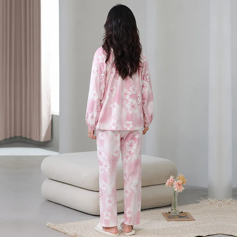 Cotton Gene Pajama Set Women's Pink-5