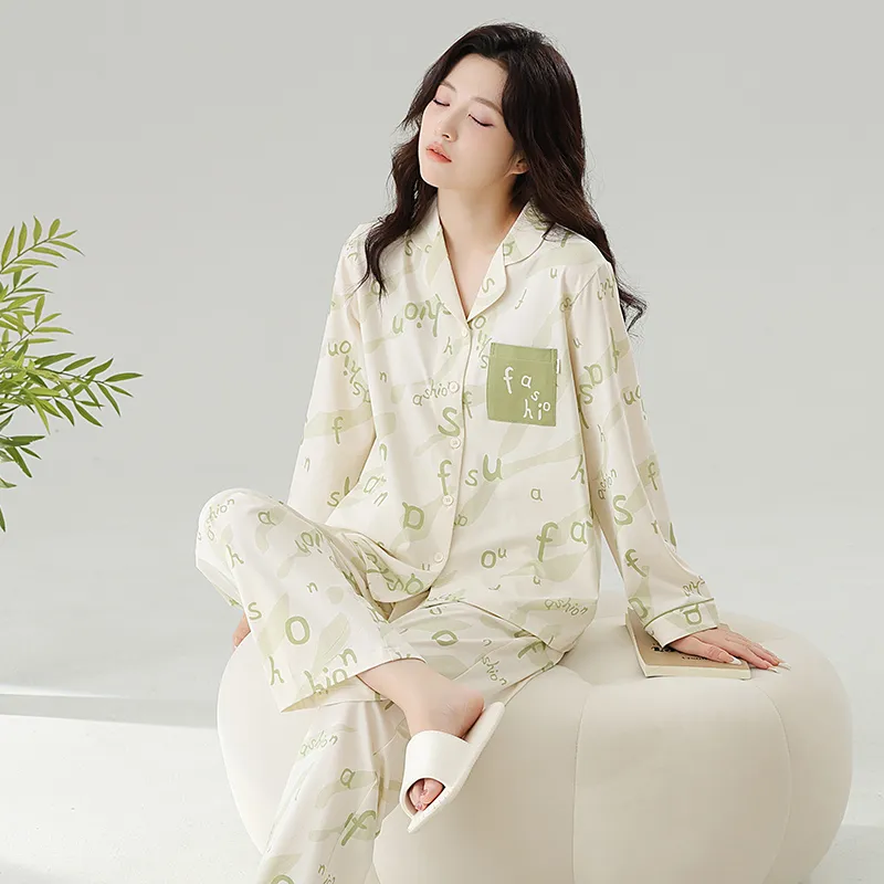 Cotton Gene Pajama Set Women's Ecru-1