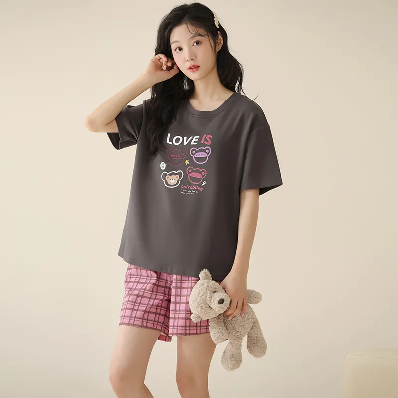 Cotton Gene Pajama Set Women's Black-4