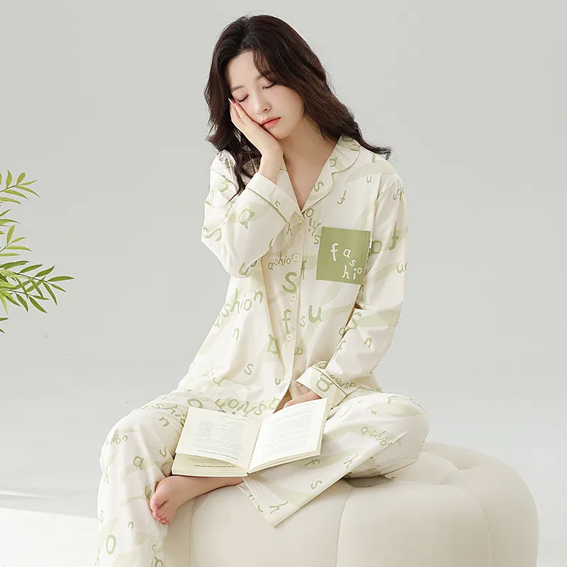 Cotton Gene Pajama Set Women's Ecru-3
