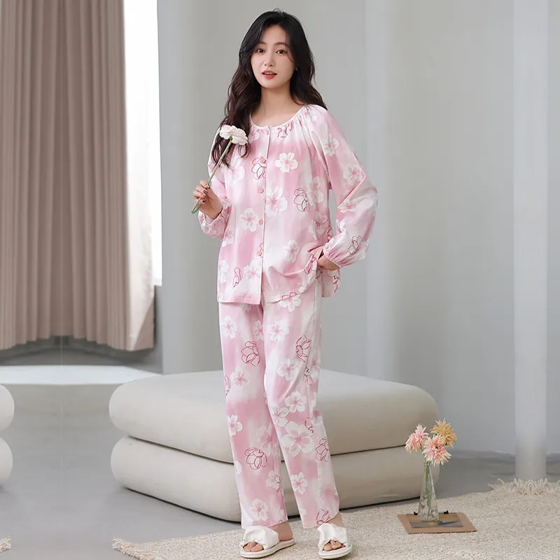 Cotton Gene Pajama Set Women's Pink-2