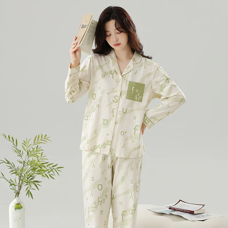 Cotton Gene Pajama Set Women's Ecru-5