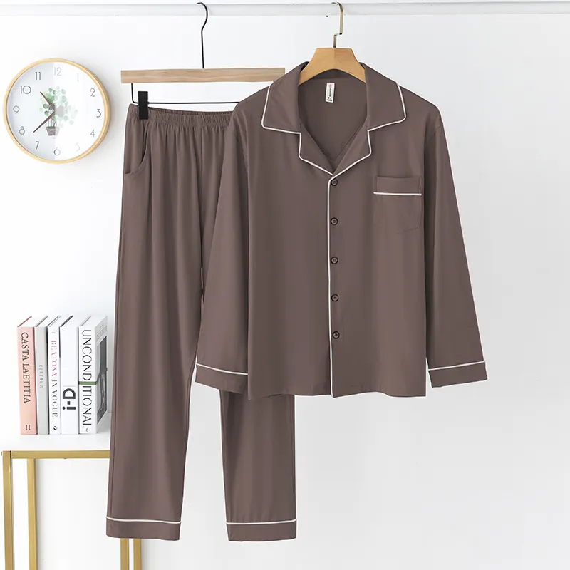 Cotton Gene Pajama Set Men's Coffee-1