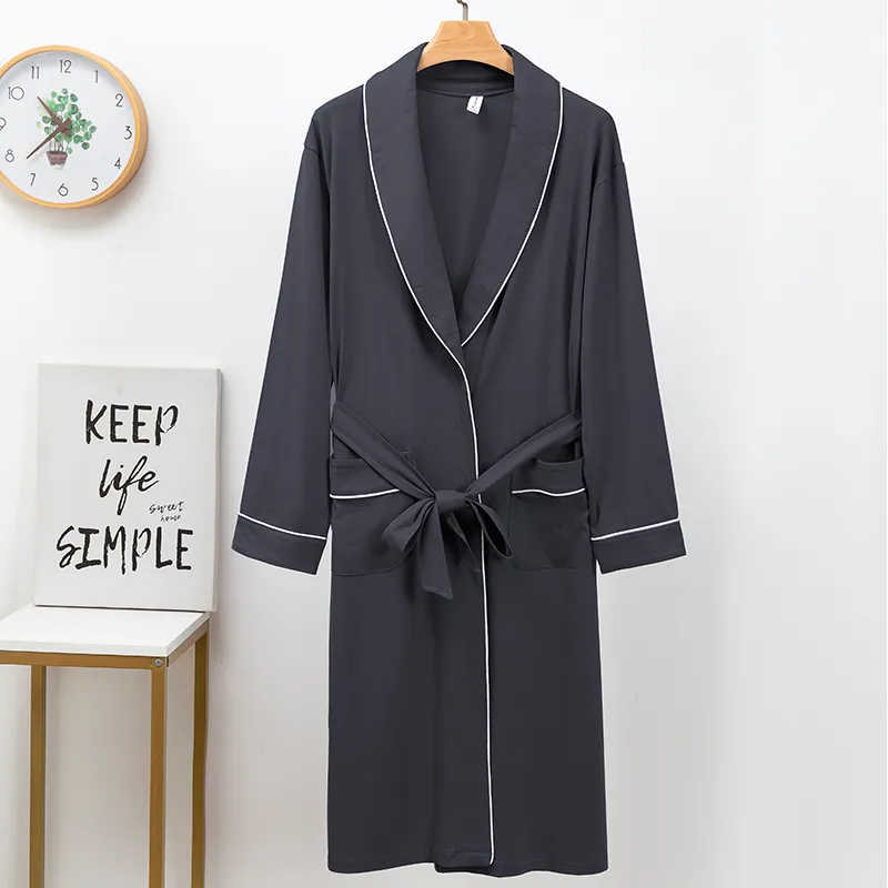 Cotton Gene Pajama Robe Men's Dark Gray-1