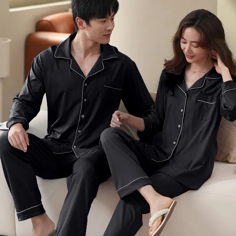 Cotton Gene Pajama Set Men's Black-4