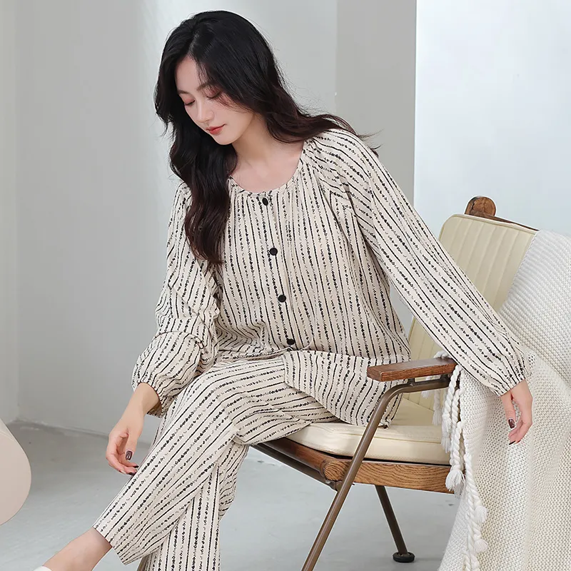 Cotton Gene Pajama Set Women's White-4