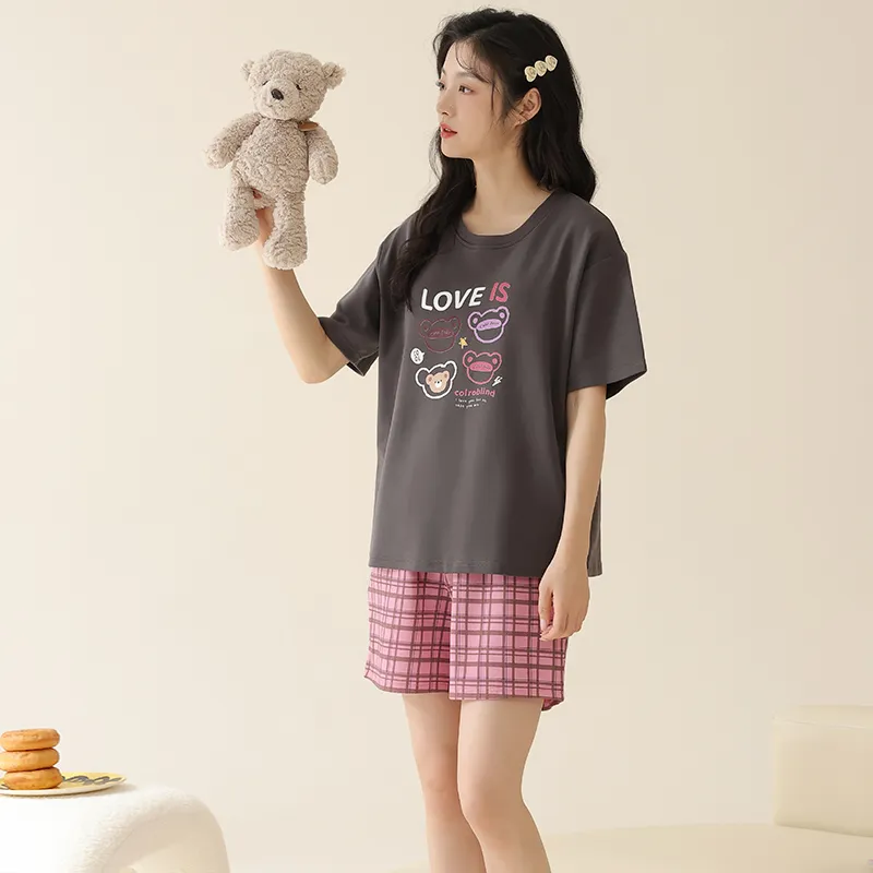 Cotton Gene Pajama Set Women's Black-6