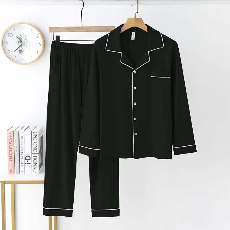 Cotton Gene Pajama Set Men's Black-1